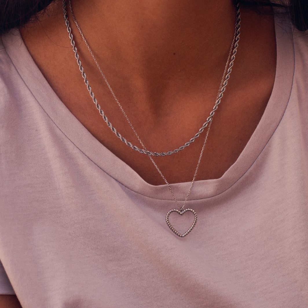 EDBLAD-Rope Heart Necklace M Steel – Χειρουργικό ατσάλι