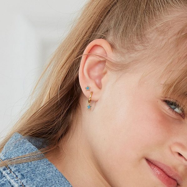 EDBLAD-Sky Studs Kids Blue παιδικό σκουλαρίκι-Επιχρυσωμένο ατσάλι 14Κ