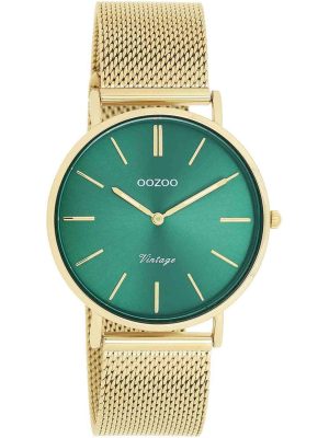 OOZOO Timepieces Vintage 40mm Taupe Leather Strap-Ατσάλι