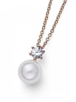 OLIVER WEBER-Pendant Focus pearl-Επιρροδιωμένος, επιχρυσωμένος ορείχαλκος