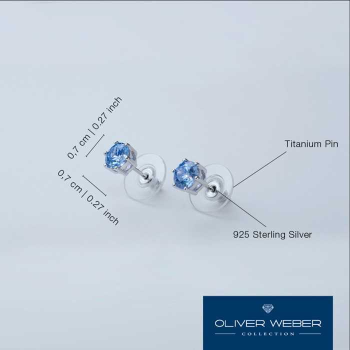 OLIVER WEBER- Σκουλαρίκια Post earring Brillianceedium-Ασήμι με μπλε κρύσταλλο