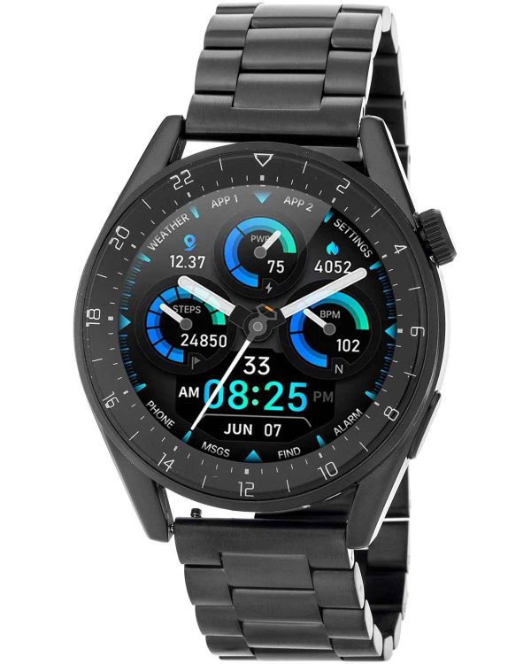 3GUYS-Smartwatch Black Stainless Steel Bracelet-Ατσάλι