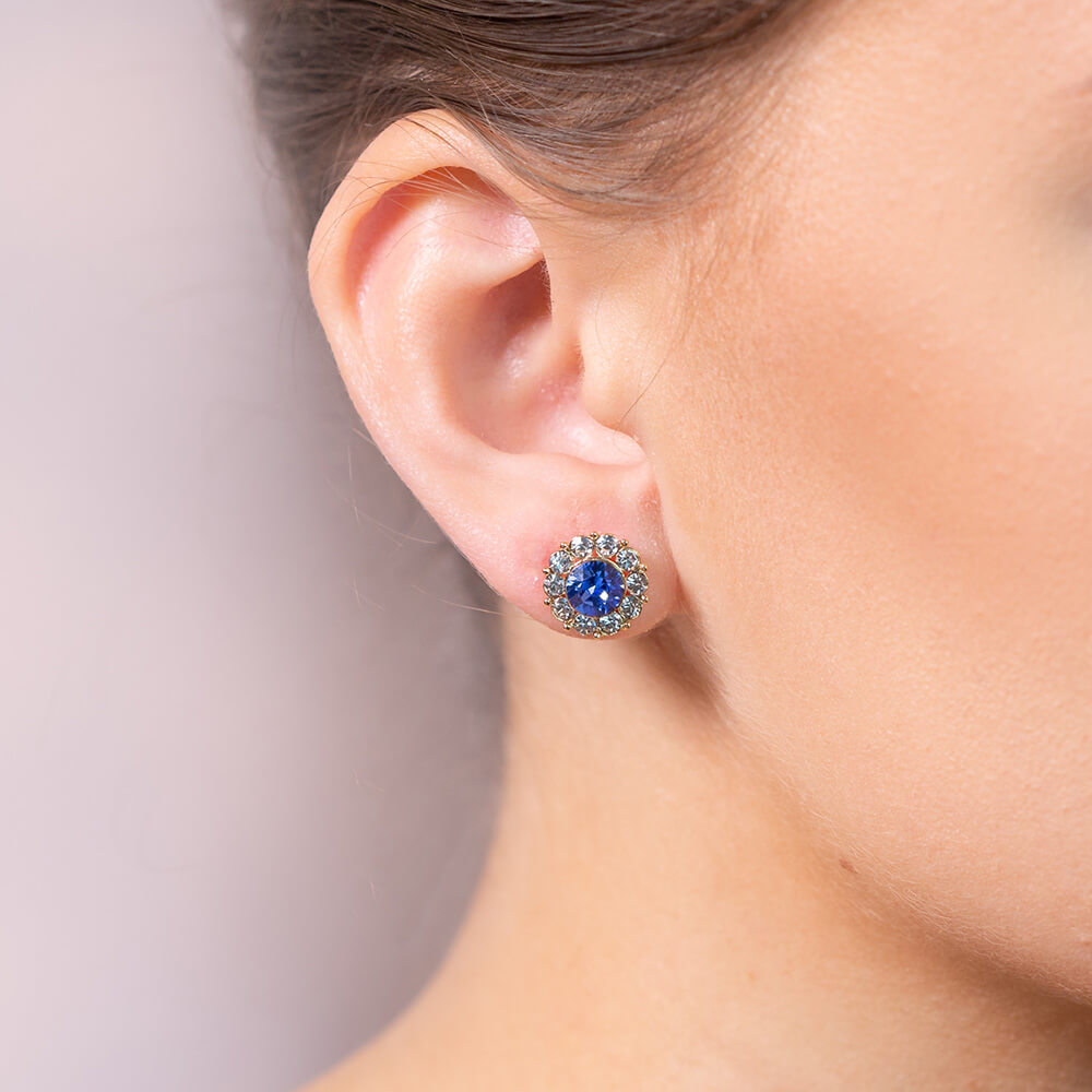 LILY AND ROSE-MISS SOFIA EARRINGS – SAPPHIRE (GOLD)-Oρείχαλκος