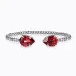 CAROLINE SVEDBOM-MINI DROP BRACELET RHODIUM-MULBERRY RED-Oρείχαλκος