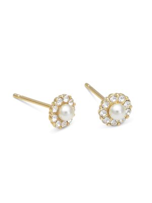 LILY AND ROSE-Petite Miss Sofia pearl earrings – Crystal (Gold)-Ορείχαλκος