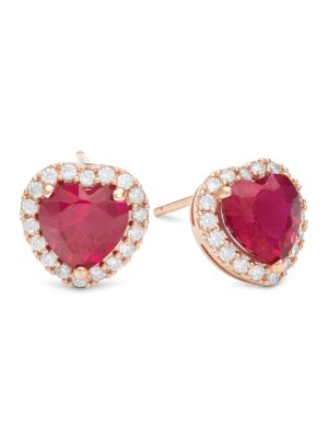 LILY AND ROSE-Delphine stud earrings – Pink ruby-Ορείχαλκος