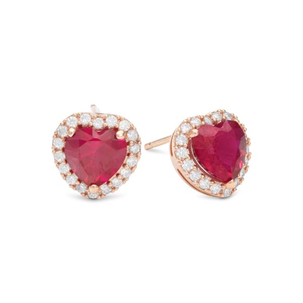 LILY AND ROSE-Delphine stud earrings – Pink ruby-Ορείχαλκος