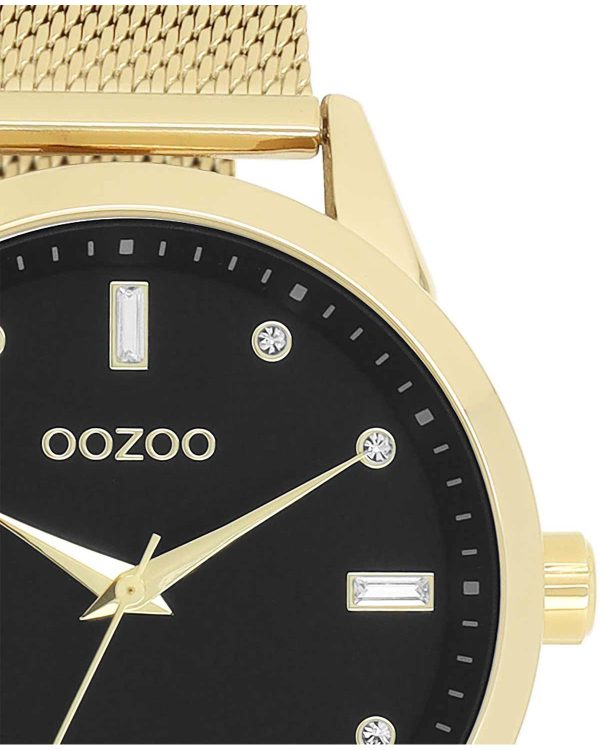 OOZOO-Timepieces Crystals Gold Metallic Bracelet-Ατσάλι