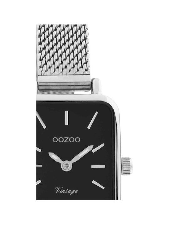 OOZOO-Vintage Ρολόι με Ασημί Μεταλλικό Μπρασελέ-Ατσάλι