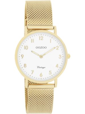 OOZOO Timepieces Vintage 40mm Taupe Leather Strap-Ατσάλι