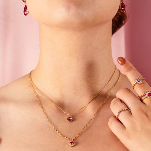 LILY AND ROSE-Laurie necklace – Pink ruby-Ορείχαλκος