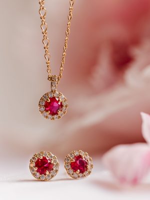 LILY AND ROSE-Laurie necklace – Pink ruby-Ορείχαλκος