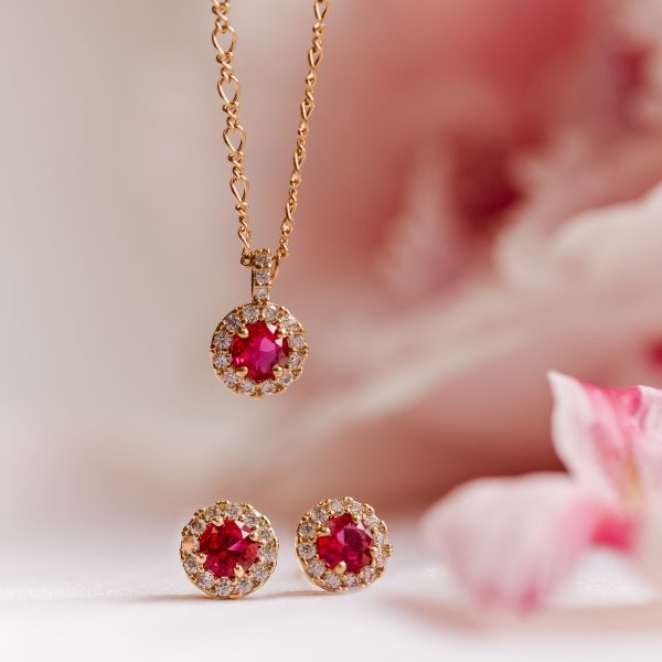 LILY AND ROSE-Laurie necklace – Pink ruby-Ορείχαλκος