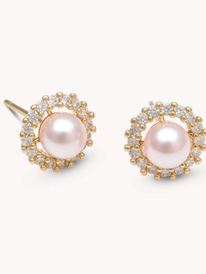 LILY AND ROSE-Colette pearl stud earrings – Rosaline-Ορείχαλκος