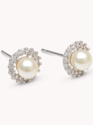 LILY AND ROSE-Colette pearl stud earrings – Ivory pearl-Ορείχαλκος