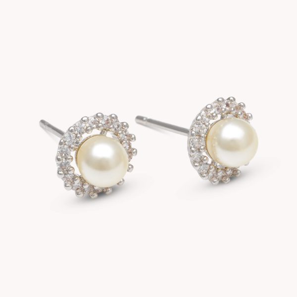 LILY AND ROSE-Colette pearl stud earrings – Ivory pearl-Ορείχαλκος