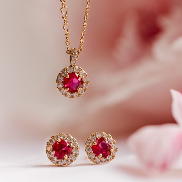 LILY AND ROSE-Laurie necklace – Pink ruby-Ορείχαλκος