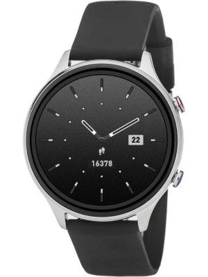 3GUYS-Smartwatch Black Silicone Strap-Ατσάλι/σιλικόνη