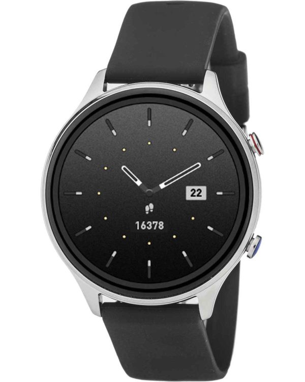 3GUYS-Smartwatch Black Silicone Strap-Ατσάλι/σιλικόνη