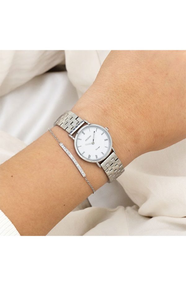 OOZOO-TIMEPIECES Vintage Silver Steel Bracelet-Ατσάλι