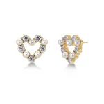 EDBLAD-Affinity Pearl Heart Studs Gold-Επιχρυσωμένο χειρουργικό ατσάλι 14Κ