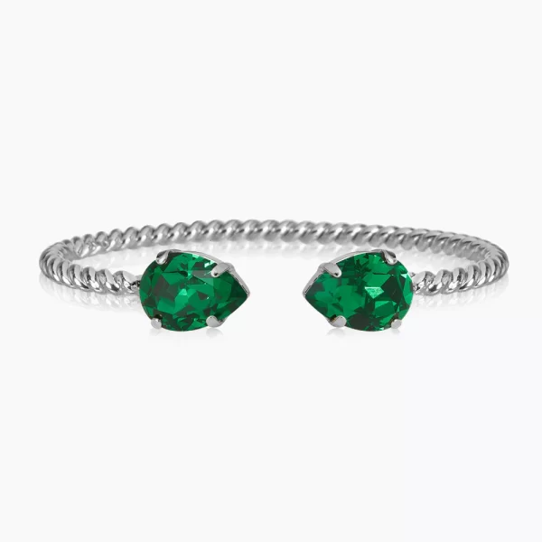 CAROLINE SVEDBOM-MINI DROP BRACELET RHODIUM-MAJESTIC GREEN-Oρείχαλκος