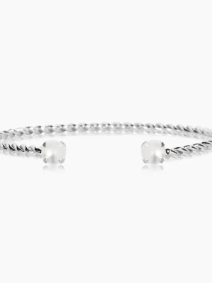 CAROLINE SVEDBOM-MINI TWISTED BRACELET RHODIUM-PEARL-Oρείχαλκος