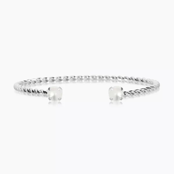 CAROLINE SVEDBOM-MINI TWISTED BRACELET RHODIUM-PEARL-Oρείχαλκος