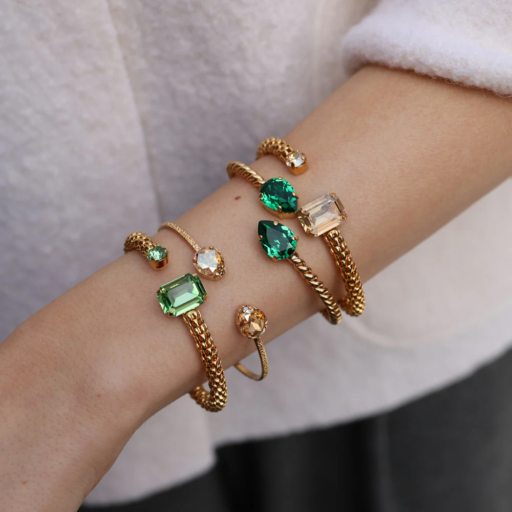 CAROLINE SVEDBOM-MINI DROP BRACELET GOLD-MAJESTIC GREEN-Επιχρυσωμένος Oρείχαλκος 14Κ