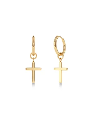 EDBLAD-Spirit Cross Hoops Gold-Επιχρυσωμένο χειρουργικό ατσάλι 14Κ