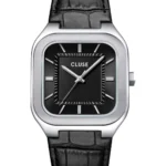 CLUSE-Quadrus Black Leather Strap