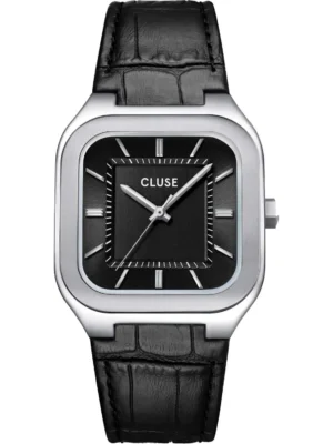 CLUSE-Quadrus Black Leather Strap