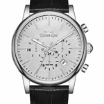 SLAZENGER-Ρολόι Dual Time Black Leather Strap