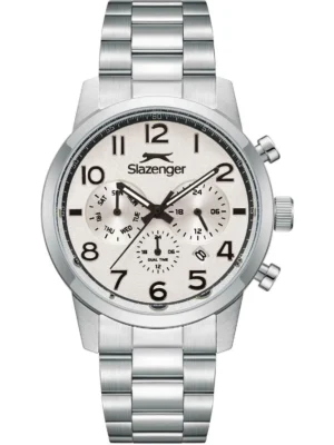 SLAZENGER-Ρολόι Dual Time Silver Stainless Steel Bracelet