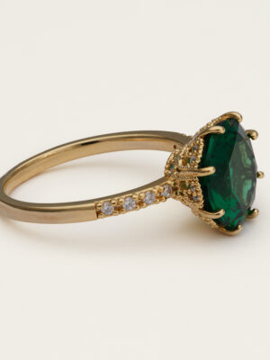LILY AND ROSE-Elenora ring - Emerald- Επιχρυσωμένος ορείχαλκος 18 καρατίων
