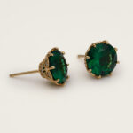 LILY AND ROSE-Elenora stud earrings - Emerald- Oρείχαλκος επιχρυσωμένος 18 καρατίων