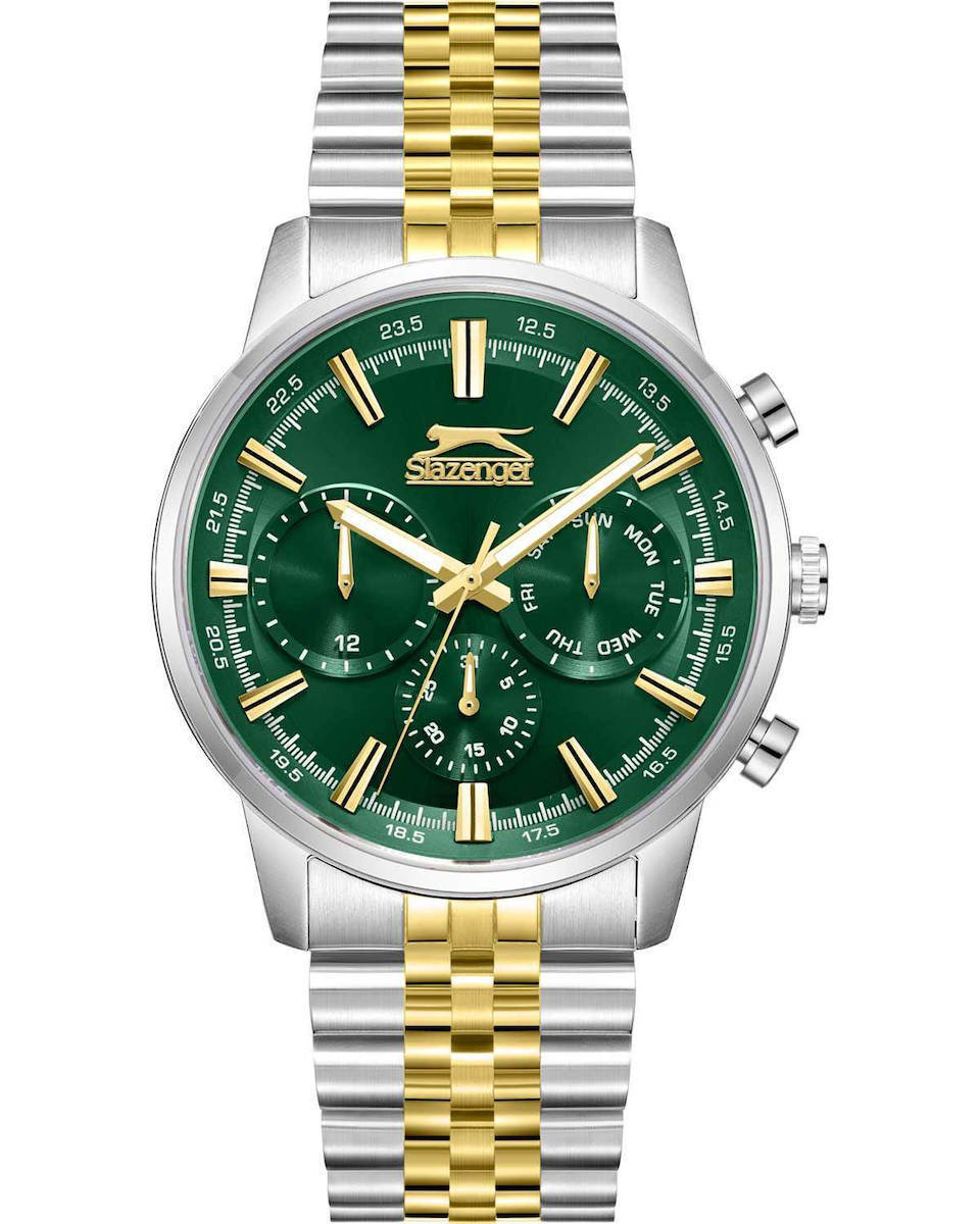 SLAZENGER-Ανδρικό ρολόι με χρυσές λεπτομέρειες- Ατσάλι